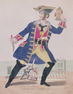 Mr. Cullen i rollen som Blueskin (Bluebeard), pub. 1810 (gravering og collage) av English School