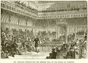 Mr. Disraeli introduserer sitt reformlovforslag i Underhuset