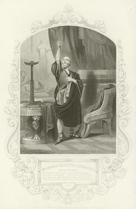 Mr George Bennett som Apemantus, Apemantus grace, Timon of Athens, Act I, scene ii av English School