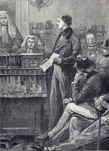 Mr Gladstone holdt sin jomfrutale i Underhuset av English School