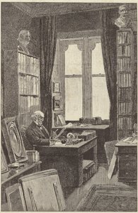 Mr Gladstone i biblioteket hans på Hawarden Castle av English School