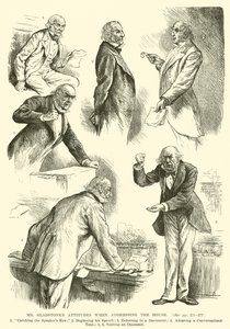 Mr Gladstones holdninger når han henvendte seg til huset (gravering) av English School