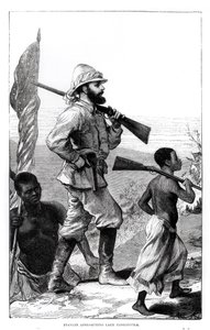 Mr. Henry Morton Stanley (1841-1904) nærmer seg Tanganyikasjøen av English School