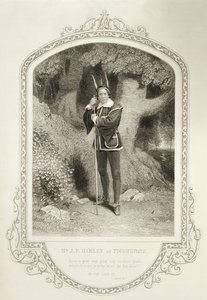 Mr J.P. Harley som Touchstone, Act V Scene 1, i As You Like it av William Shakespeare (1564-1616) gravert av George Hollis (1792-1842) fra en daguerreotypi av J.P. Mayall (1810-1901) av English School