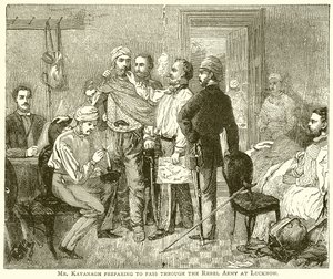 Mr. Kavanagh forbereder seg på å passere gjennom opprørshæren ved Lucknow av English School