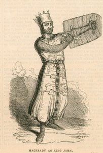 Mr Macready i tittelrollen til stykket King John, Drury Lane Theatre, London av English School