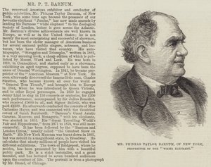 Mr Phineas Taylor Barnum, fra New York, innehaver av "White Elephant" (gravering) av English School