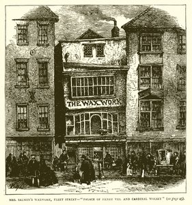Mr. Salmons Waxwork, Fleet Street--Palace of Henry VIII. og kardinal Wolsey av English School