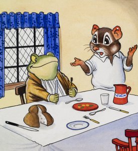 Mr Toad venter på maten sin av English School