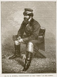 Mr W H Russell, Times Correspondent in the Crimea, illustrasjon fra Cassells Illustrated History of England (sepia-bilde) av English School