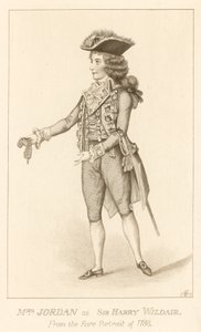 Fru Jordan som Sir Harry Wildair fra det sjeldne portrettet fra 1788 av English School