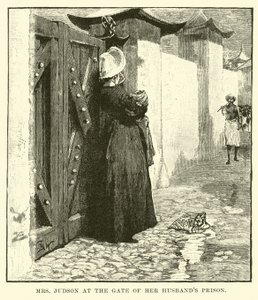 Mrs Judson ved porten til ektemannens fengsel av English School