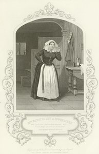 Mrs Winstanley som Mrs Quickly, The Merry Wives of Windsor, Act II, scene ii av English School