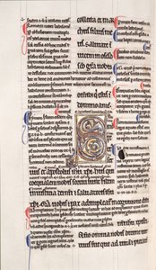 Ms.27, f.109v: Side fra en glanset kopi av Det nye testamente (vellum) av English School