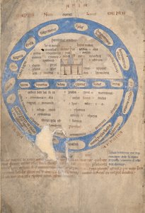 Ms 254, f.1v: Mappa Mundi, fra et bestiary, ca. 1200-30
