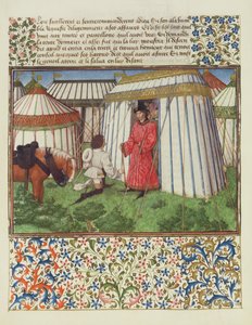 Ms. 2597 Desire kneler foran Honor og ber om hjelp fra Heart, faksimileutgave av Livre du Coeur dAmours Espris av Rene dAnjou av English School