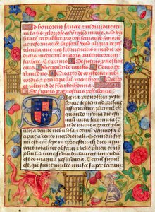 Ms 261 fol.1r Side fra en samling av pesttraktater på latin og engelsk, ca. 1500 av English School