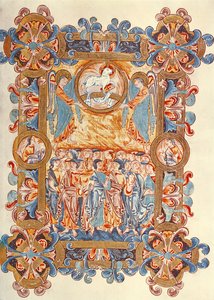 Ms 274 (Y-6) fol.158 The Multititude som tilber Lammet, fra Missal of Robert of Jumieges, ca. 1016 av English School