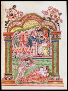 Ms 274 (Y-6) fol.37 The Dream and the Adoration of the Magi, fra Missal of Robert of Jumieges, ca. 1016 av English School