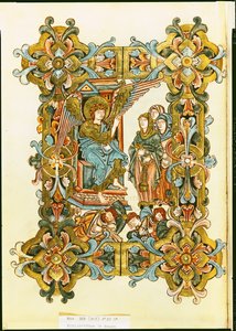 Ms 369 fol.21v The Holy Women at the Tomb, fra Winchester Pontifical, sent 10. til tidlig 11. århundre av English School