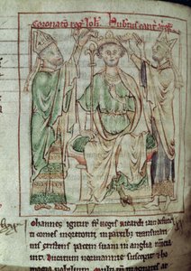 Ms 6712 (A.6.89) fol.144v King John (1167-1216), miniatyr fra Flores Historiarum, av Matthew Paris, 1250-52 av English School