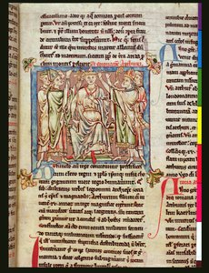 Ms 6712 (A.6.89) fol.53 King Arthur, miniatyr fra Flores Historiarum, av Matthew Paris, ca. 1250-52 av English School
