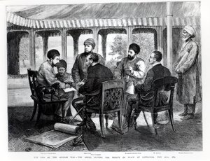 Muhammad Yaqub Khan (1849-1923) undertegnet fredsavtalen i Gundamak 26. mai 1879 av English School