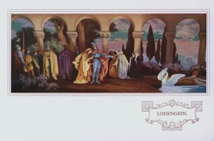 Veggmalerier i Peter Robinson restaurant: Lohengrin (farge litho) av English School
