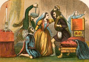 Drapet på David Rizzio i nærvær av Mary Stuart av English School