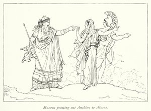 Musaeus peker ut Anchises til Aeneas (litho) av English School