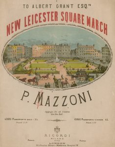 Musikalsk partitur for New Leicester Square March av P Mazzoni av English School