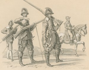 Musketerer eller Fusiliers og kavaleri, ca 1650 av English School