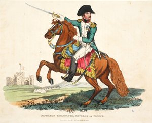 Napoleon Bonaparte, keiser av Frankrike, gravert av Romney, pub. av Richard Evans, illustrasjon fra An Historical Account of the Battle of Waterloo av William Mudford, 1816 av English School