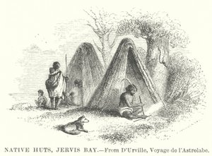 Innfødte hytter, Jervis Bay (gravering) av English School