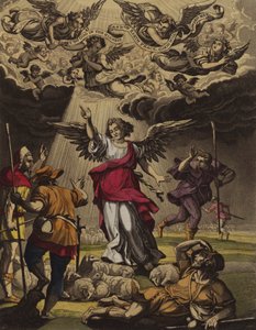 Kristi fødsel annonsert (farge litho) av English School