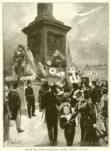 Nelson Day: Scene på Trafalgar Square, London av English School