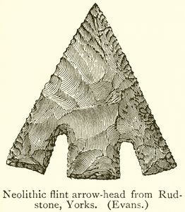 Neolithic Flint Arrow-Head fra Rudstone, Yorks. (Evans) av English School