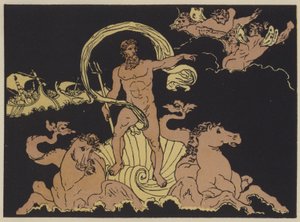 Neptun demper bølgene (farge litho) av English School
