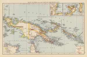Ny-Guinea og Papua-øygruppen (fargelitografi) av English School