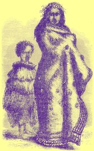 New Zealand Woman and Boy, illustrasjon fra Notable Voyagers av William Kingston, utgitt 1885 (digitalt forbedret bilde) av English School