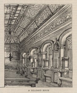 Ny bygning av Constitutional Club i Northumberland Avenue: Et biljardrom av English School