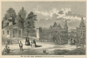Ny gate og hytte, Kensington, overfor Prince Albert Road, Hyde Park av English School