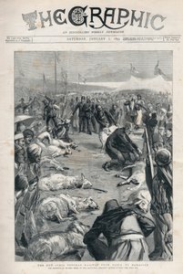 Ny syria ottomanske jernbane fra Haifa til Damaskus - ofring av femten sauer ved åpningsseremonien før det tas første spadestikk - Forsiden av avisen "" The graphic"" 3. januar av English School