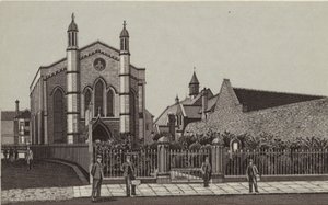 Newbury: Wesleyan kirke og skoler (litografi) av English School