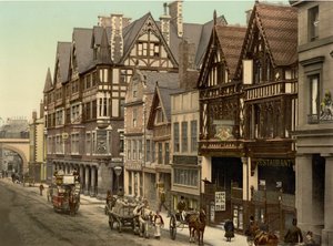 Newgate Street, Chester (håndfarget bilde) av English School