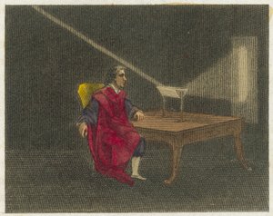 Newton oppdager lysets natur (fargegravering) av English School