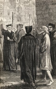 Nicholas Ridley på vei til sin henrettelse, ca. 1865 (tregravering) av English School