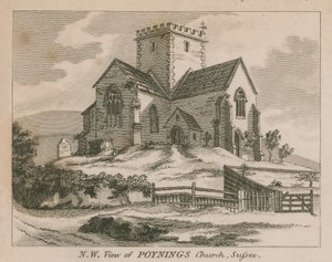 Nord-vest utsikt over Poynings kirke i Poynings av English School