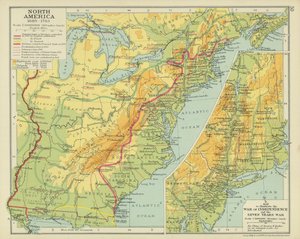 Nord-Amerika 1689–1783 (fargelitografi) av English School