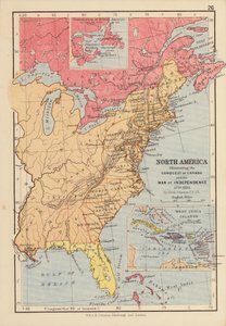 Nord-Amerika, som illustrerer erobringen av Canada og uavhengighetskrigen av English School